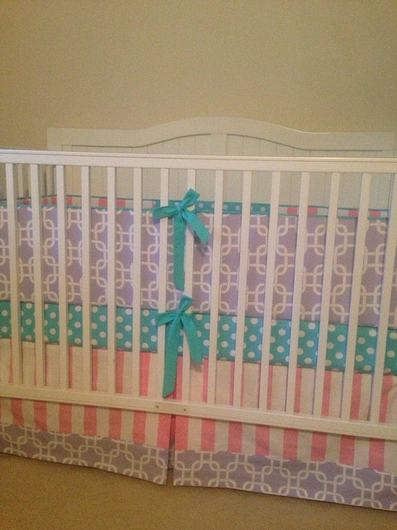 Purple Pink and Aqua Modern Crib Bedding by ...