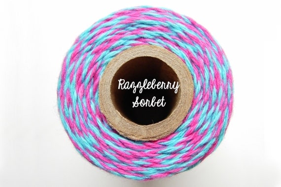 SALE - NEW Aqua Blue and Pink Bakers Twine by Timeless Twine - Razzleberry Sorbet