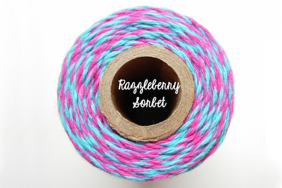 SALE - NEW Aqua Blue and Pink Bakers Twine by Timeless Twine - Razzleberry Sorbet