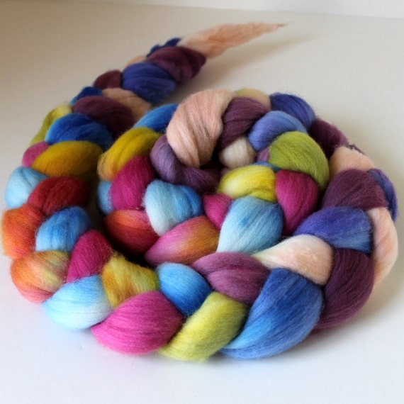 Merino Wool Roving Hand Painted Hand Dyed for by SpunRightRound
