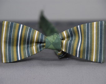 4-way: Striped Greens/Green Argyle Bow Tie