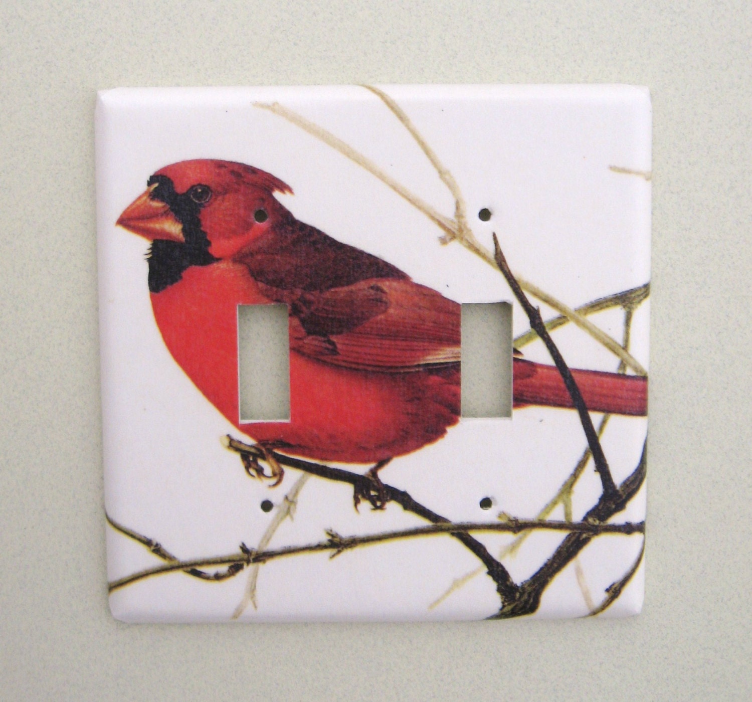 Double cardinal bird light switch cover switchplate