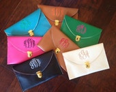 Items similar to Personalized Monogrammed Faux Leather Clutch Purse on Etsy