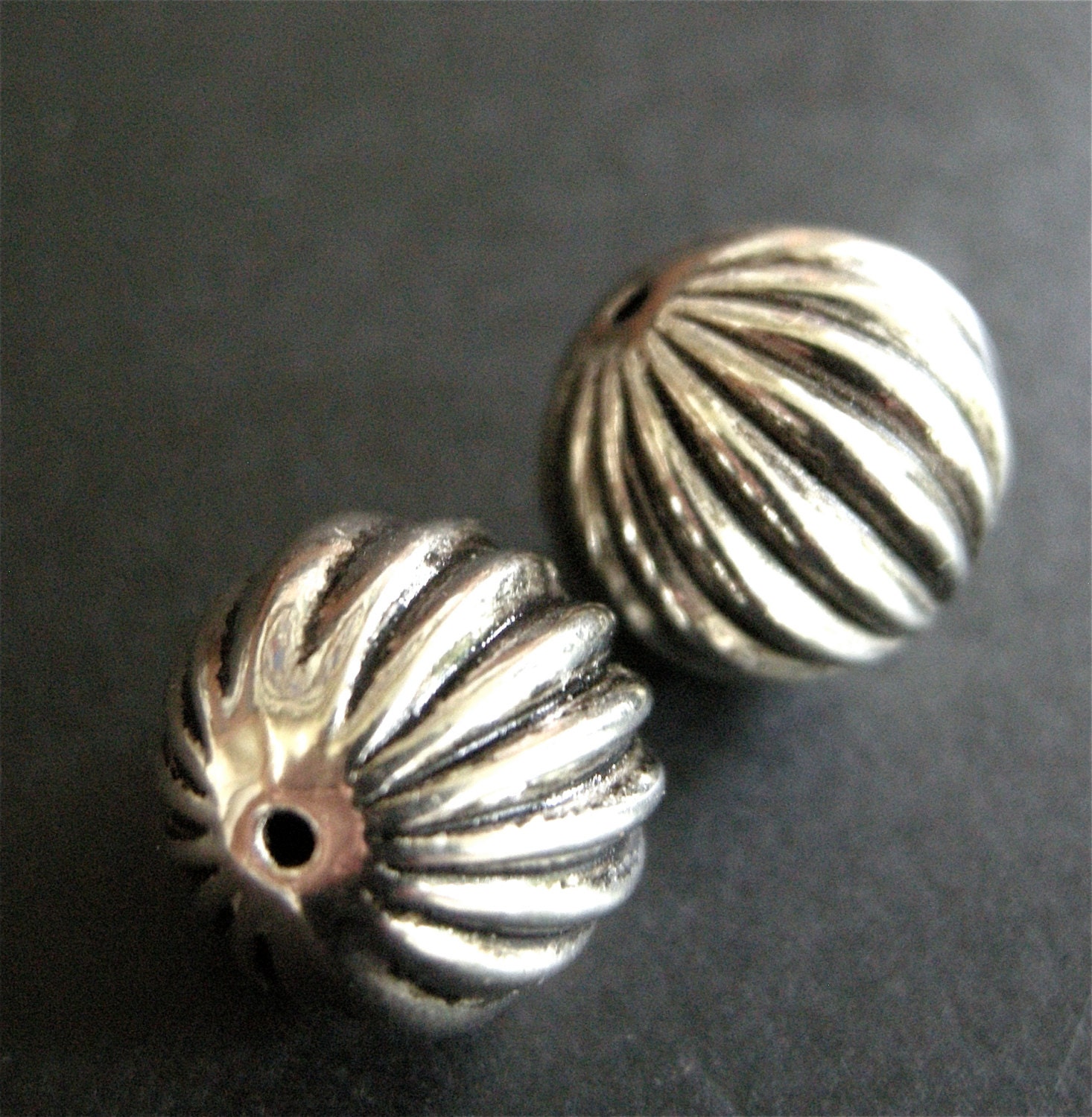 Antique Fluted Silver Beads (6) from TheSampleRoom on Etsy Studio