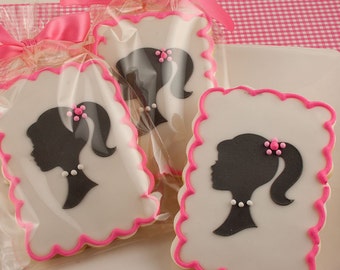 Girl Silhouette Cookies - 12 Decorated Sugar Cookies