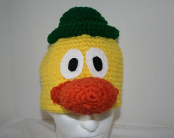Cute hat - yellow duck with a hat on top - inspired by Pato on Pocoyo