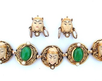 Vintage Selro Jewelry Set Asian Princess Designer Bracelet Earrings Demi Parure Gifts