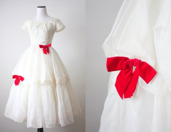 50s dress 1950's bow party dress by 1919vintage on Etsy