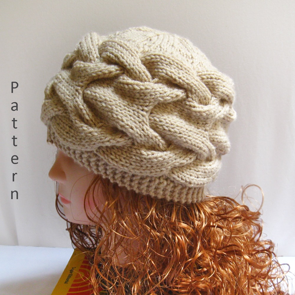 Knit Hat Pattern Knit Cabled Hat PDF Pattern Knitting