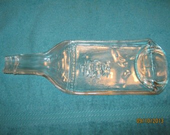 Slumped Bottle with Raised Ship - Spoon Rest - Candle Holder - Candy Dish - Great Gift & Many More Uses