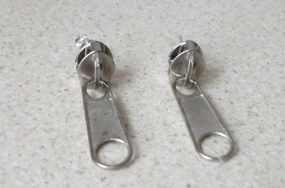 Silver Zipper Stud Earrings