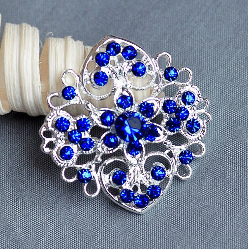 5 Dark Royal Blue Rhinestone Button Crystal by yourperfectgifts