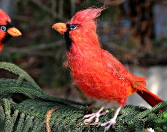 Needle Felted Bird. Cardinal Bird.