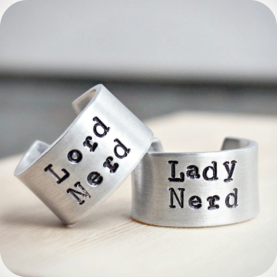 Nerdy wedding Anniversary rings wedding bands Lord Lady