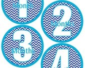 Baby Month Stickers Monthly Stickers Blue Chevron First Year Month Stickers Baby Shower Gift and Photo Prop - Kurt-T Il_170x135