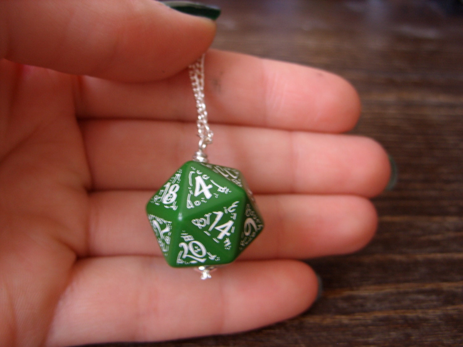 dark elf dice pendant elvish d20 dice rgp larp green by MageStudio