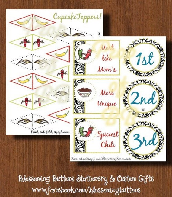 Printable Chili Cook Off Party Set by BlossomingButtons on ... Printable Chili Cook Off Party Set by BlossomingButtons on ...