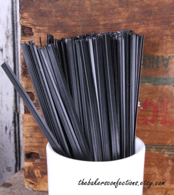 Black Metallic Twist Ties Black Bag Ties by thebakersconfections
