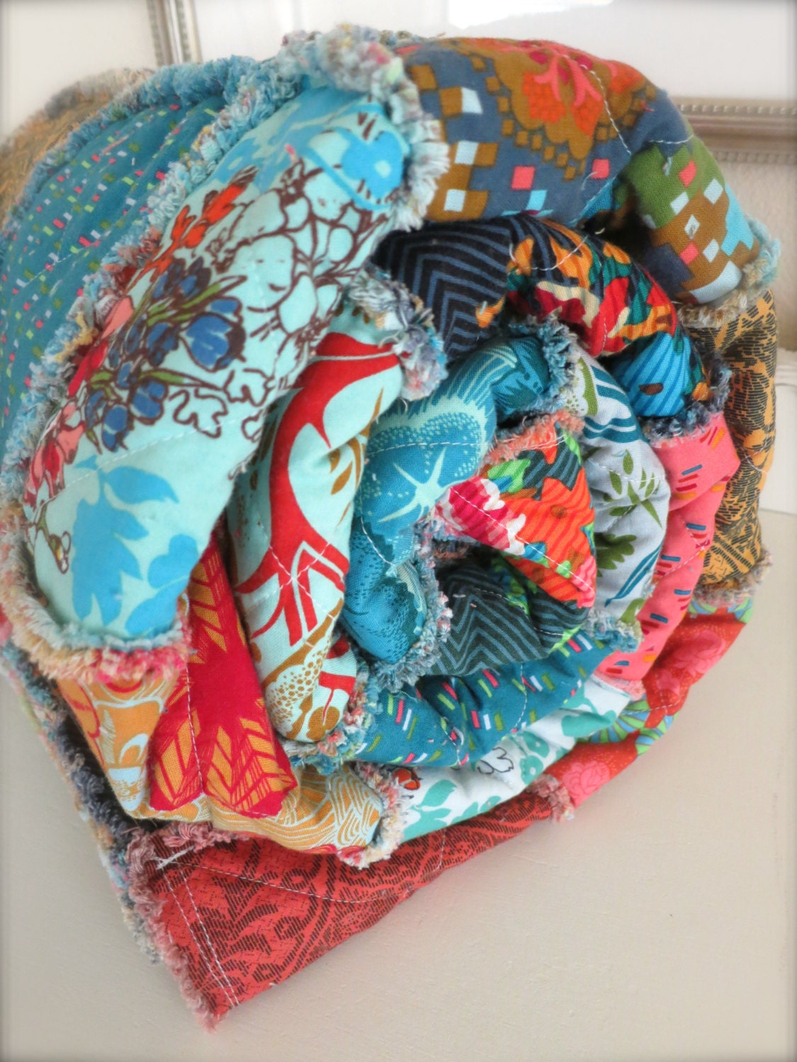 DIY Rag Quilt KIT Dowry Throw Size Ready To Ship RTS