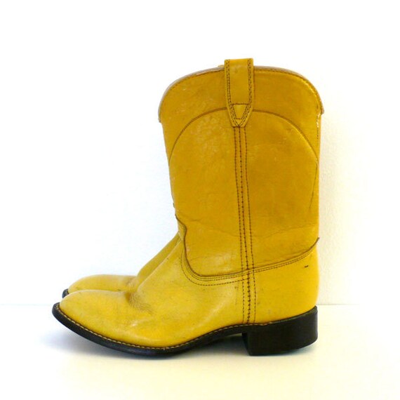 Vintage Acme Yellow Cowboy Boots // Size 6