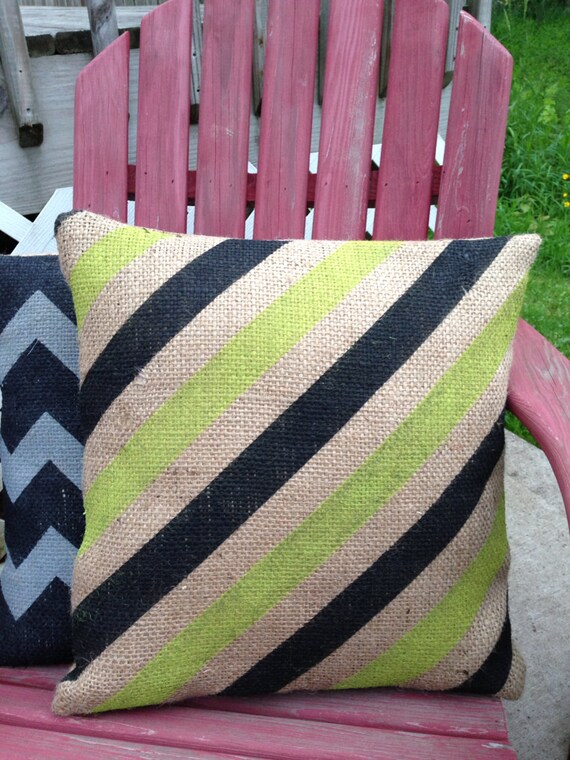 Painted burlap pillow cover