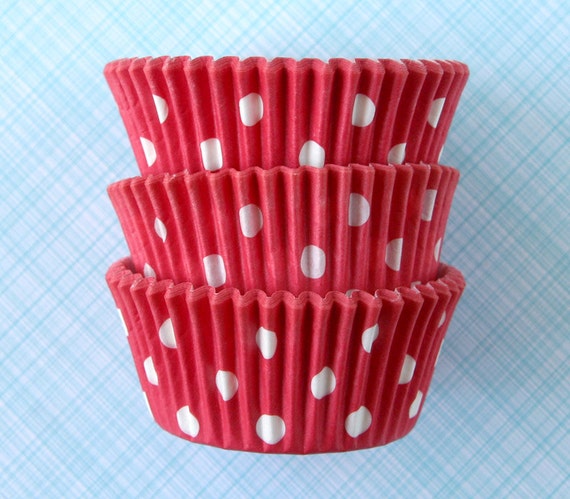 Red Polka Dot Cupcake Liners / Premium Cupcake Papers (50) Il_570xn