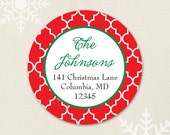 Christmas quatrefoil in red or green - Personalized address labels - Sheet of 24 Il_170x135
