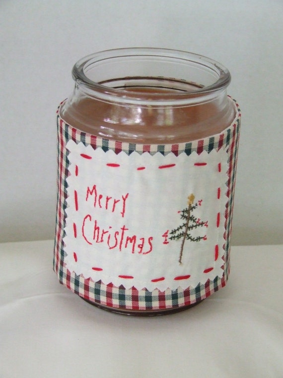 Items similar to Primitive Christmas Candle Jar Wrap or Mason Jar Wrap