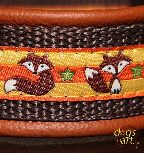 Dog Collar Fox by dogsart leather dog collar