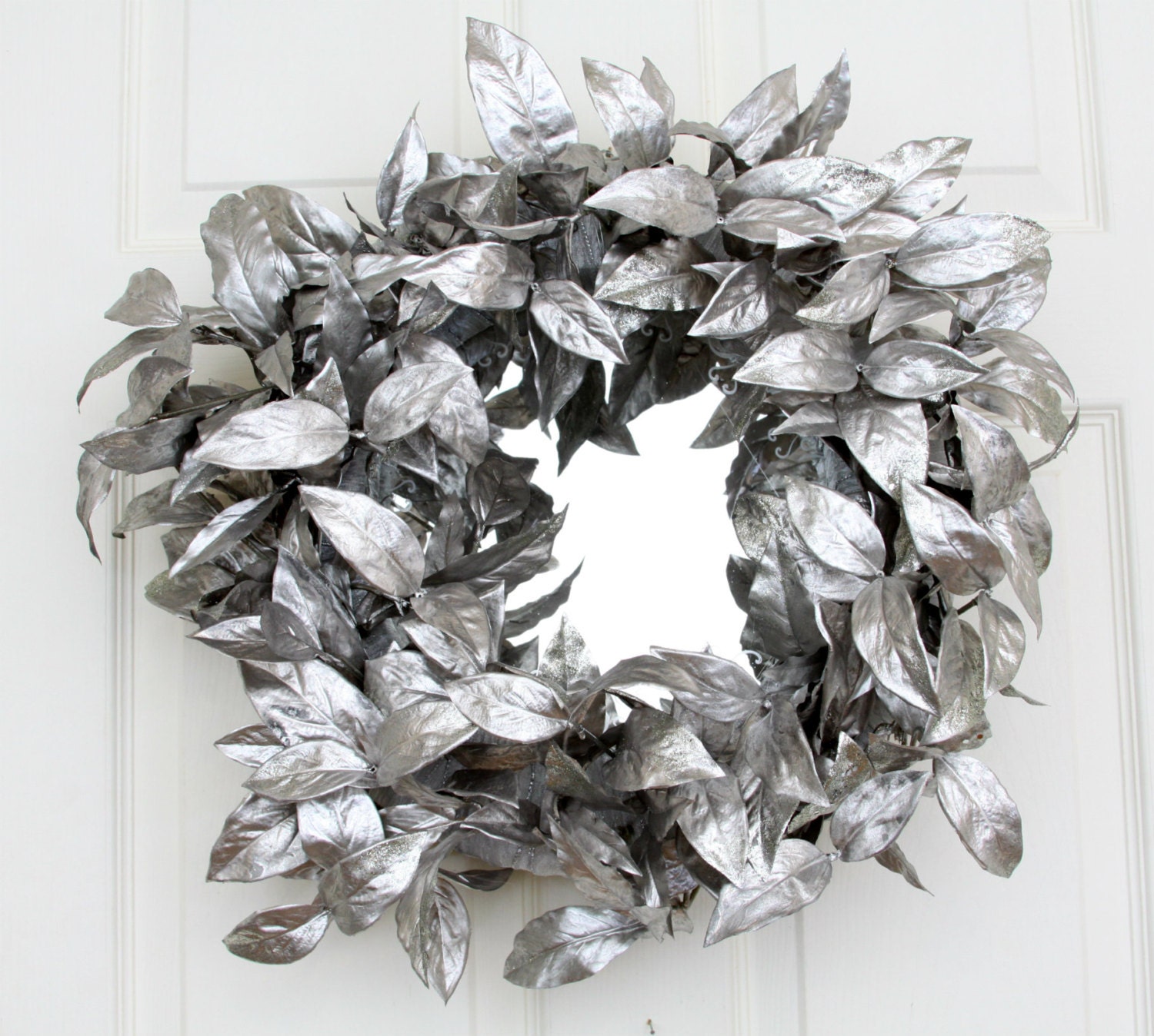 Silver Reflections Mirrored Wreath Decorative Wall Mirror