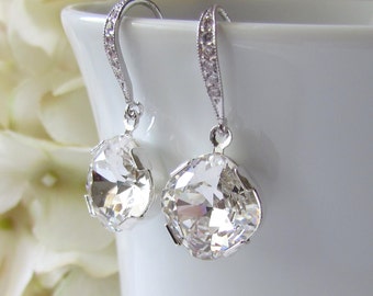 Pink Cubic Zirconia and Silver Orchid Dangle by TheJewelryChateau