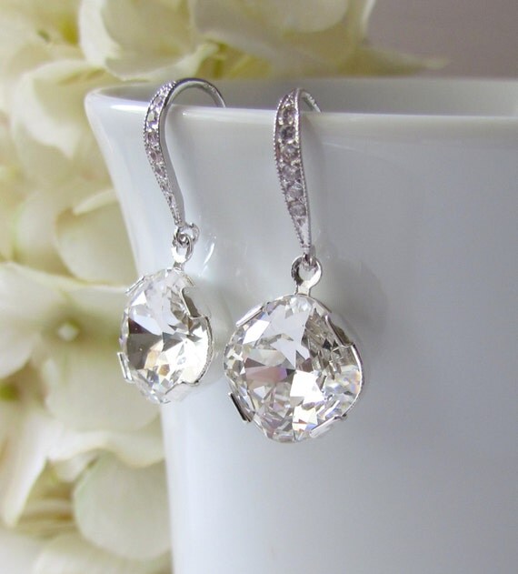 Items similar to Crystal Bridal Earrings, Swarovski Crystal Earrings ...