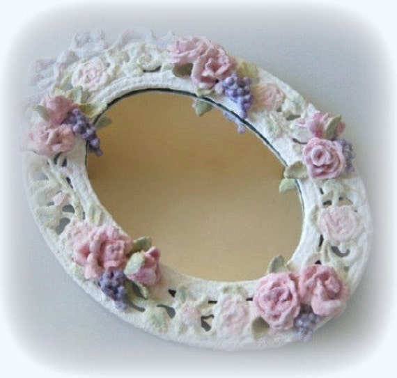 Wall Mirror Framed Mirror White Mirror Flower Mirror Shabby