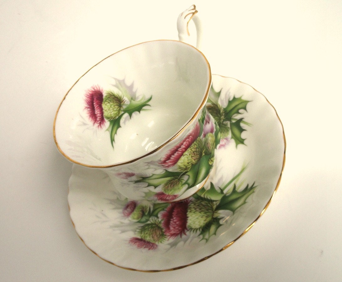 Royal Albert Highland Thistle Cup and Saucer Bone China