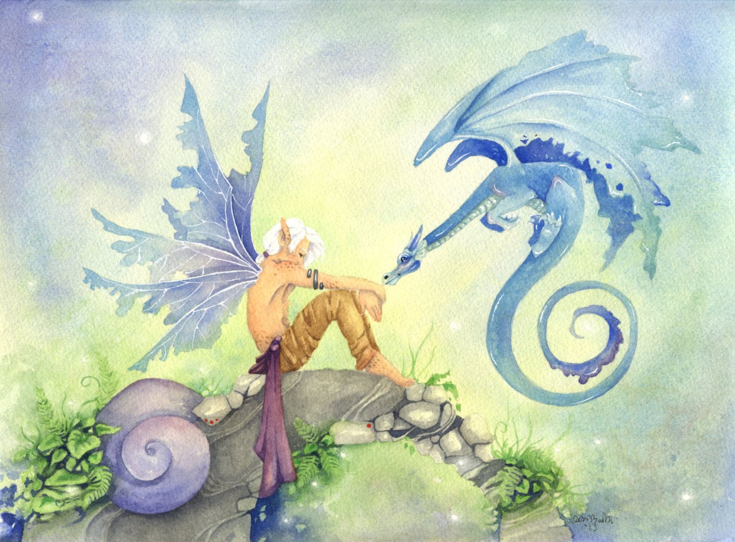 Fairy Art Original Watercolor Painting by AWoodlandFairyTale