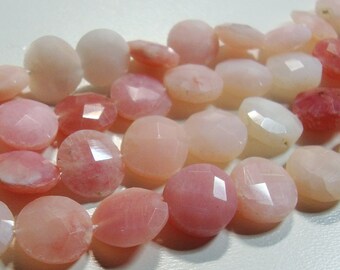 10 beads, 8-9mm Shaded Peruvian Pink Opal faceted Coin Beads