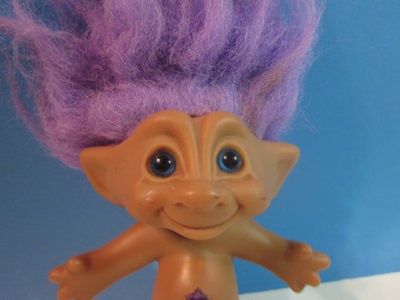 vintage ace novelty 4 troll doll purple hair by maryscrochetnmore