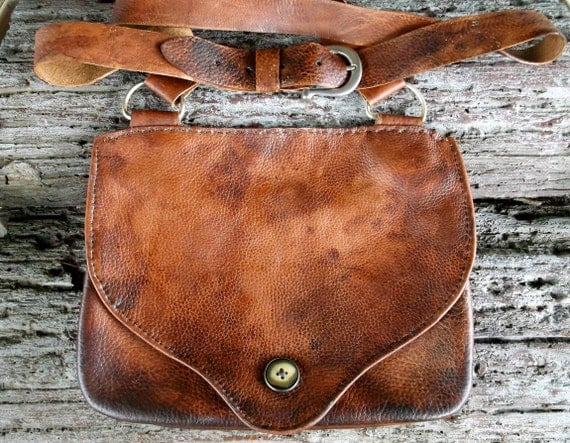 Rustic Distressd Leather Mountain Man Double Pouch Possibles