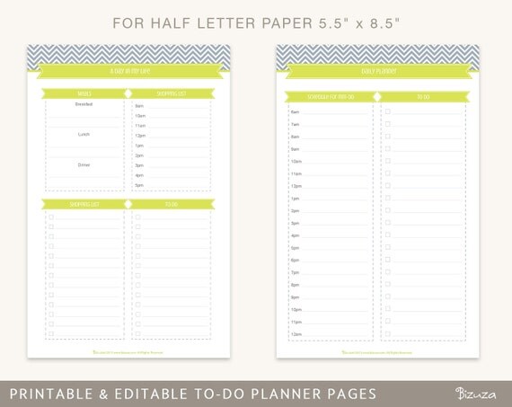 printable planner pages daily weekly monthly planners by bizuza