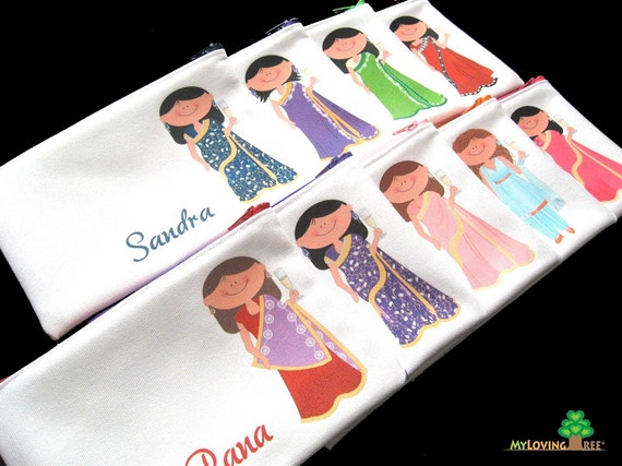 Personalized Indian bridesmaids zipper bags bridesmaids pouches wedding bridal shower party wedding favors thank you cosmetic bags Il_570xn