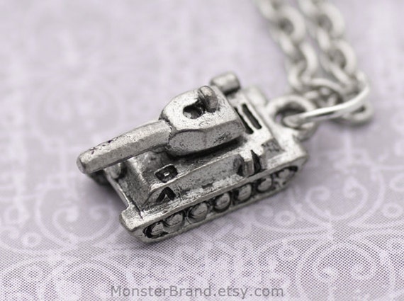 Army Tank Necklace Silver Military Service Jewelry by MonsterBrand