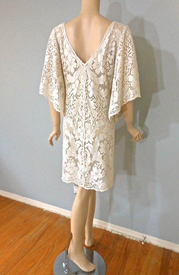 Cream LACE Dress BoHo Short Hippie WEDDING Dress Festival