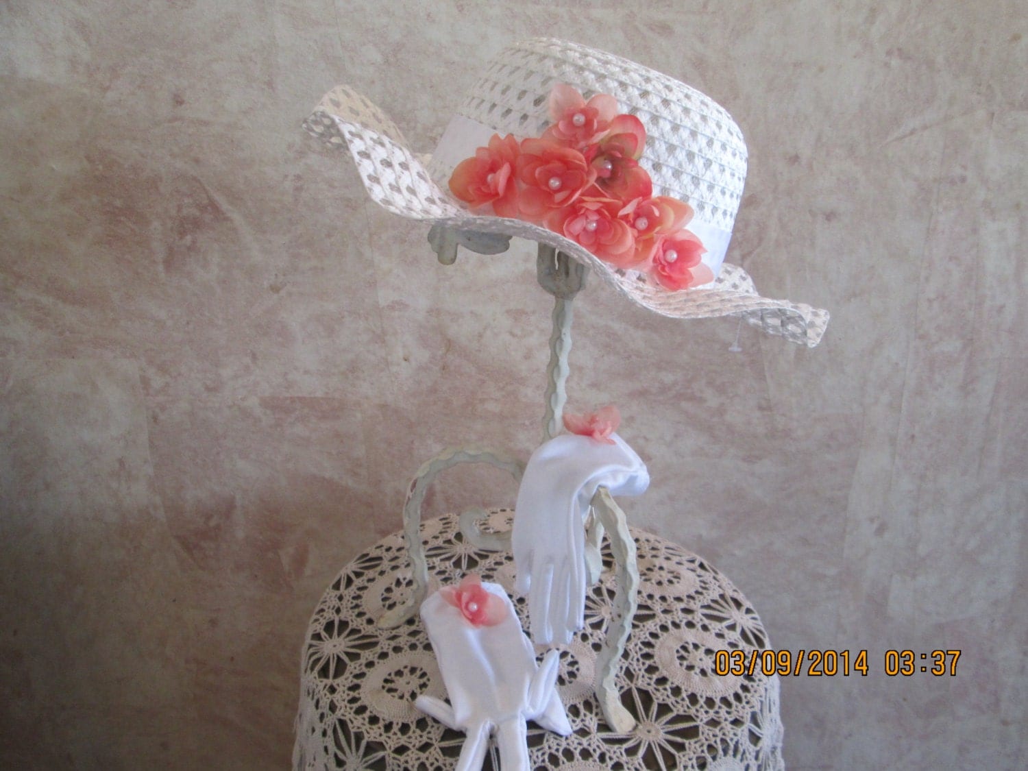 Girls Hat and Gloves Set Tea Party Hat by IsabellasHatsandBows