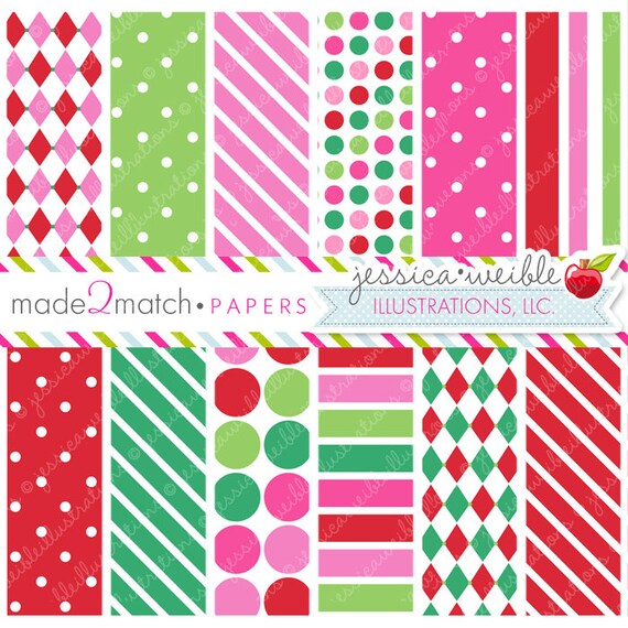 Christmas Candy Cute Digital Papers Backgrounds for Personal