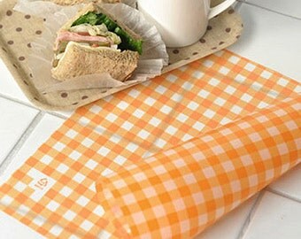 25 Check Wax Papers - Orange (14.5 x 9.8in)