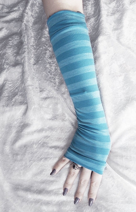 Piper Arm Warmers Mykonos Cerulean Blue Striped Cotton