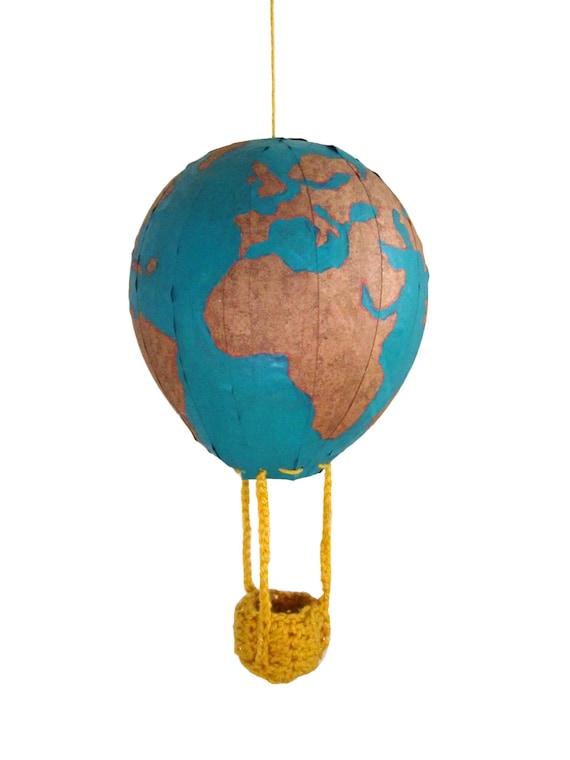 papiermâché mobilehot air balloon globe by