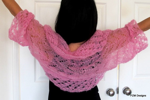 Pink Silk Shrug Luxury kid mohair pink shrug fine by pzmdesigns