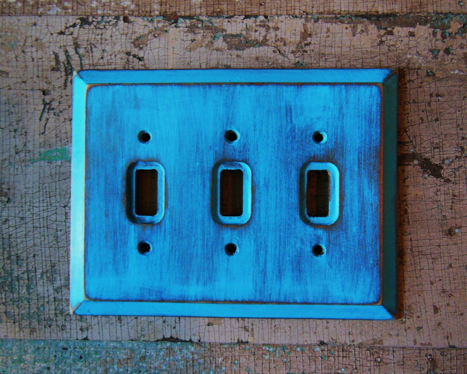 Triple Light Switch Plate Cover Painted by turquoiserollerset