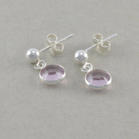 Little Girls Earrings, Sterling Silver, light purple, birthday jewelry ...